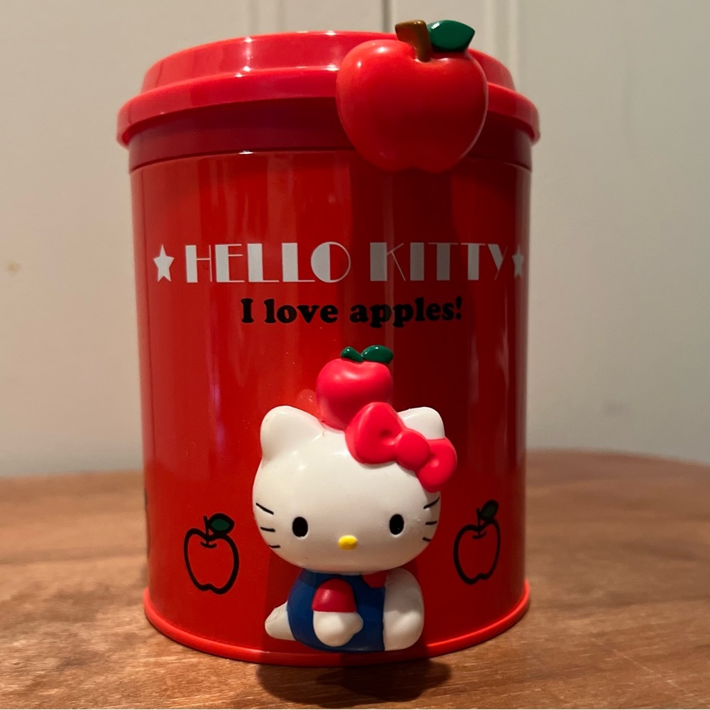 Rare Vintage Hello Kitty Red Apple Tin Container